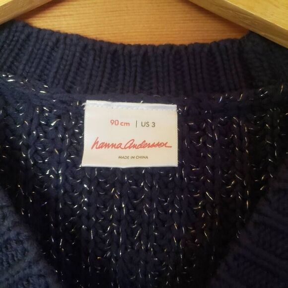 Hanna Andersson Navy Blue Sparkle V-Neck Cardigan Size 3 - Picture 5 of 6